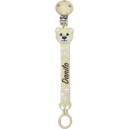 Schnullerkette Flat Moschino Beige mit Namen | BABYJART®