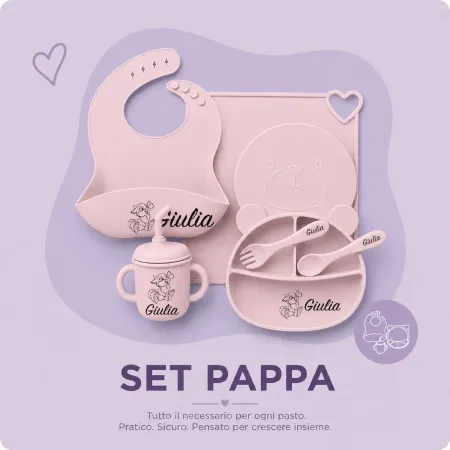 Set Pappa in Silicone Personalizzato con Nome – Kit Svezzamento