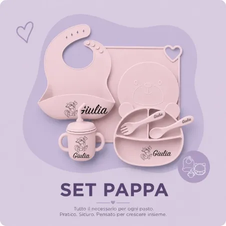 Set Pappa in Silicone Personalizzato con Nome – Kit Svezzamento