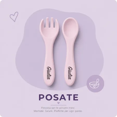 Personalized Silicone Baby Cutlery with Name and Image | Weaning