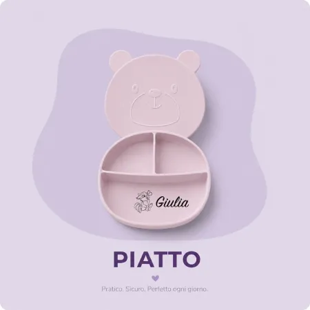 Personalized Silicone Bear Plate with Name and Image | Baby Gift