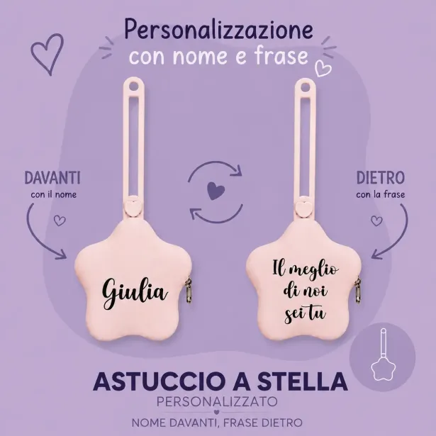 Astuccio Portaciuccio Stella Personalizzato con Nome e Frase | BABYJAR