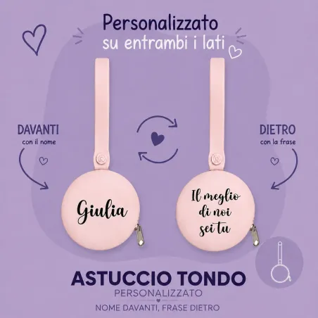 Astuccio Portaciuccio Tondo Personalizzato con Nome e Frase | BABYJART