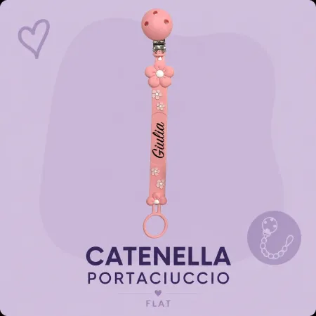Cadena para Chupete con Nombre Flat Margarita Rosa Pastel | BABYJART