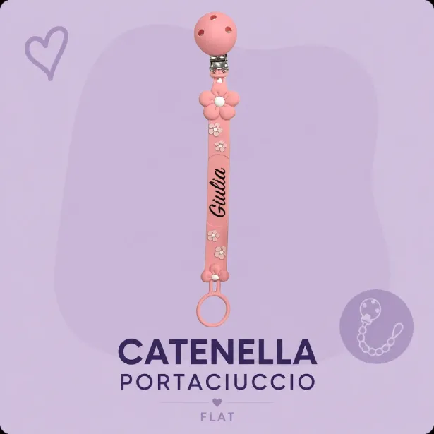 Cadena para Chupete con Nombre Flat Margarita Rosa Pastel | BABYJART