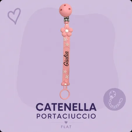 Cadena para Chupete con Nombre Flat Margarita Rosa Pastel | BABYJART