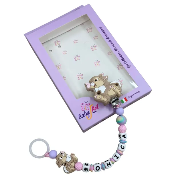 Personalised Pacifier Clip with Name Miss Tamburina | BabyJart®