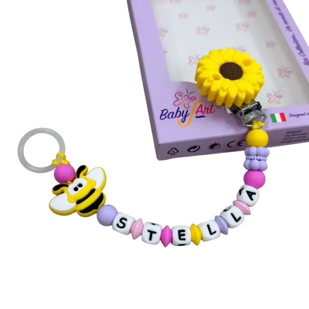 Corrente de Chucha Personalizada em Silicone com Nome | BABYJART