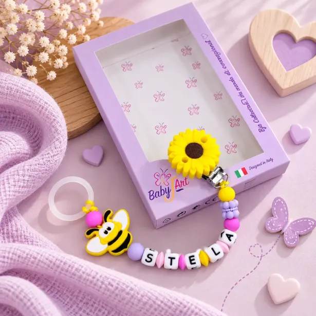 Personalisierte Schnullerkette aus Silikon mit Namen | BABYJART