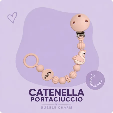 Catenella Portaciuccio Personalizzata Cigno | BABYJART®