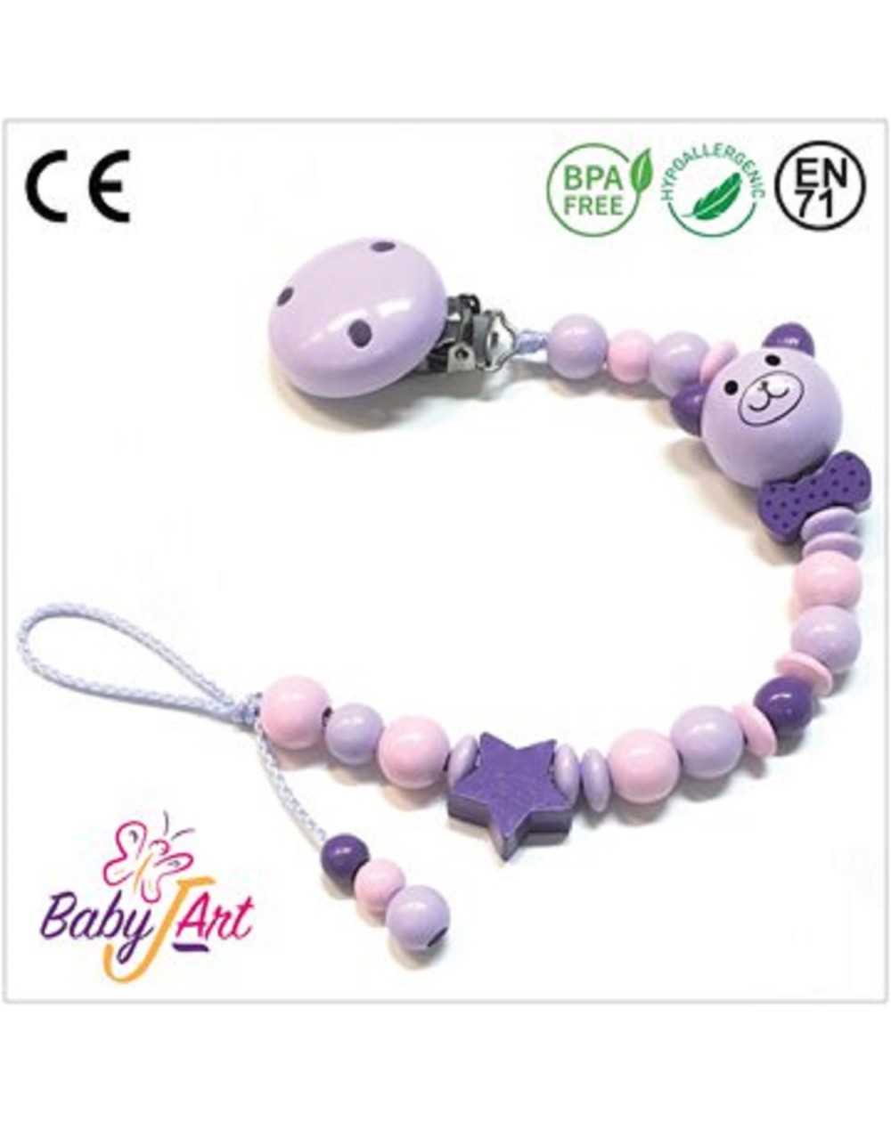 BABYJART CATENELLA PORTACIUCCIO SENZA NOME PERSONALIZATA, CIUCCIO GANCIO MAM